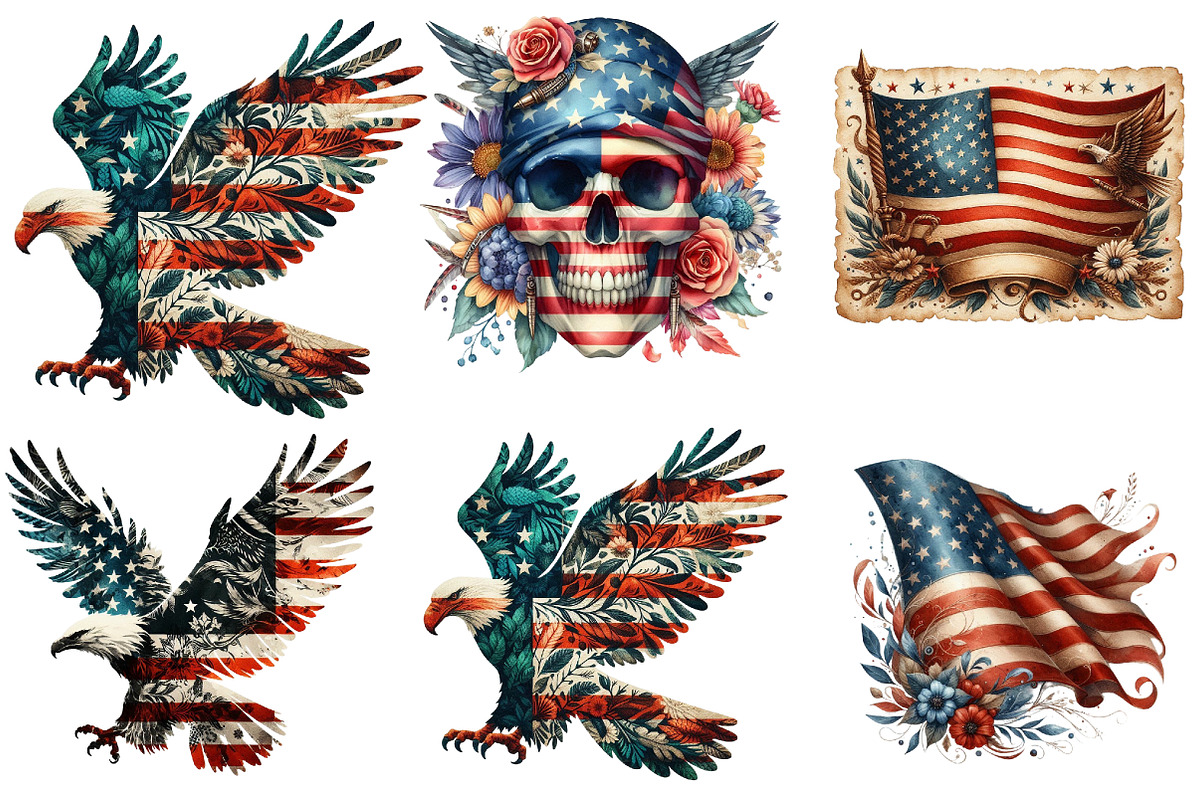 Vintage Grunge American Flag Clipart, an Illustration by DreamArtGraphic (Photo 6 of 6)
