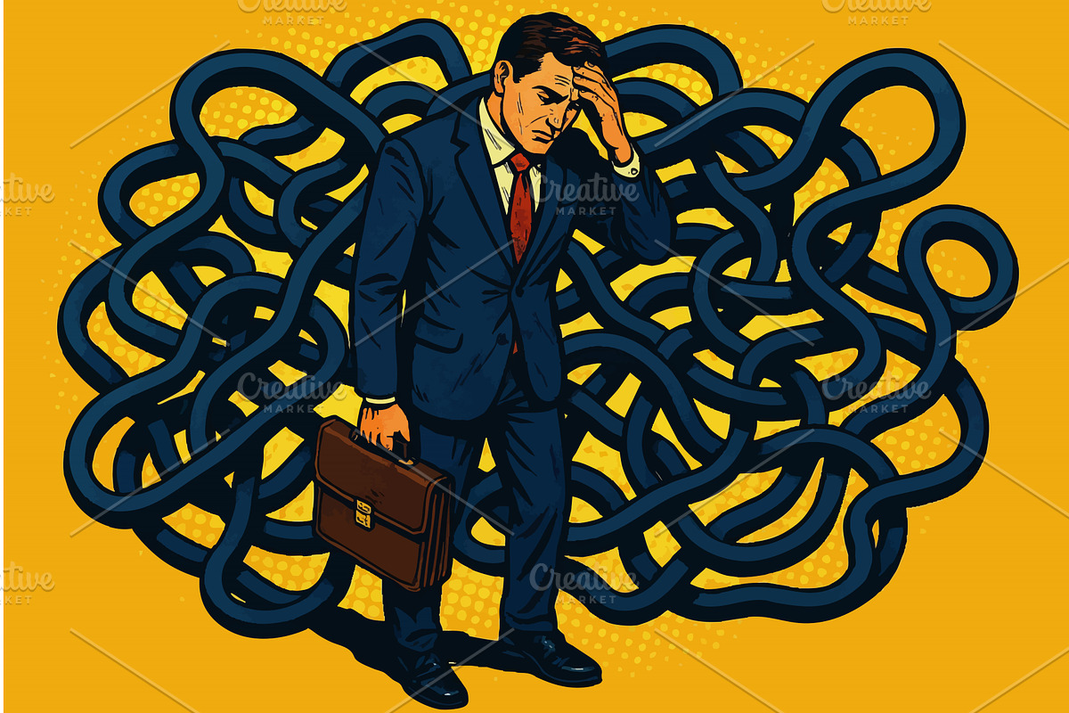 Stressed Businessman Surrounded, a Person Illustration by AlexArt