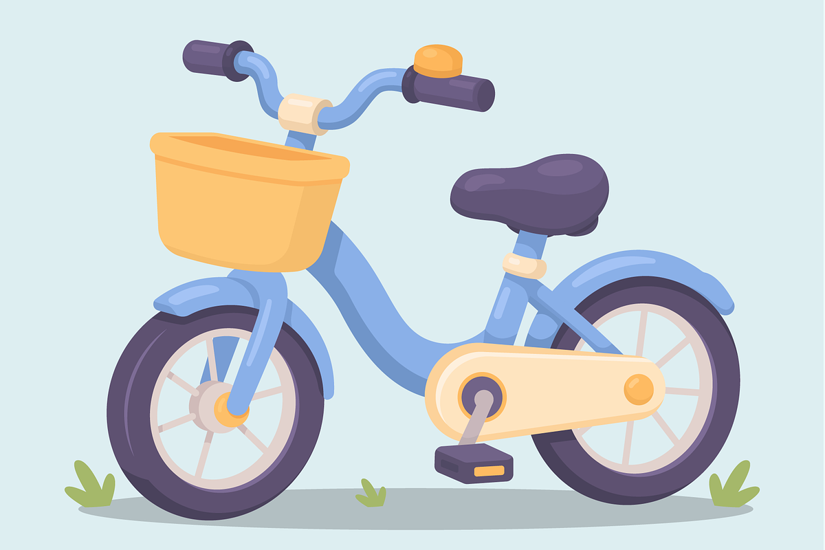 Cute Kid Bicycle with Basket Cartoon, a Transportation Illustration by Artpon Illustration (Photo 2 of 3)