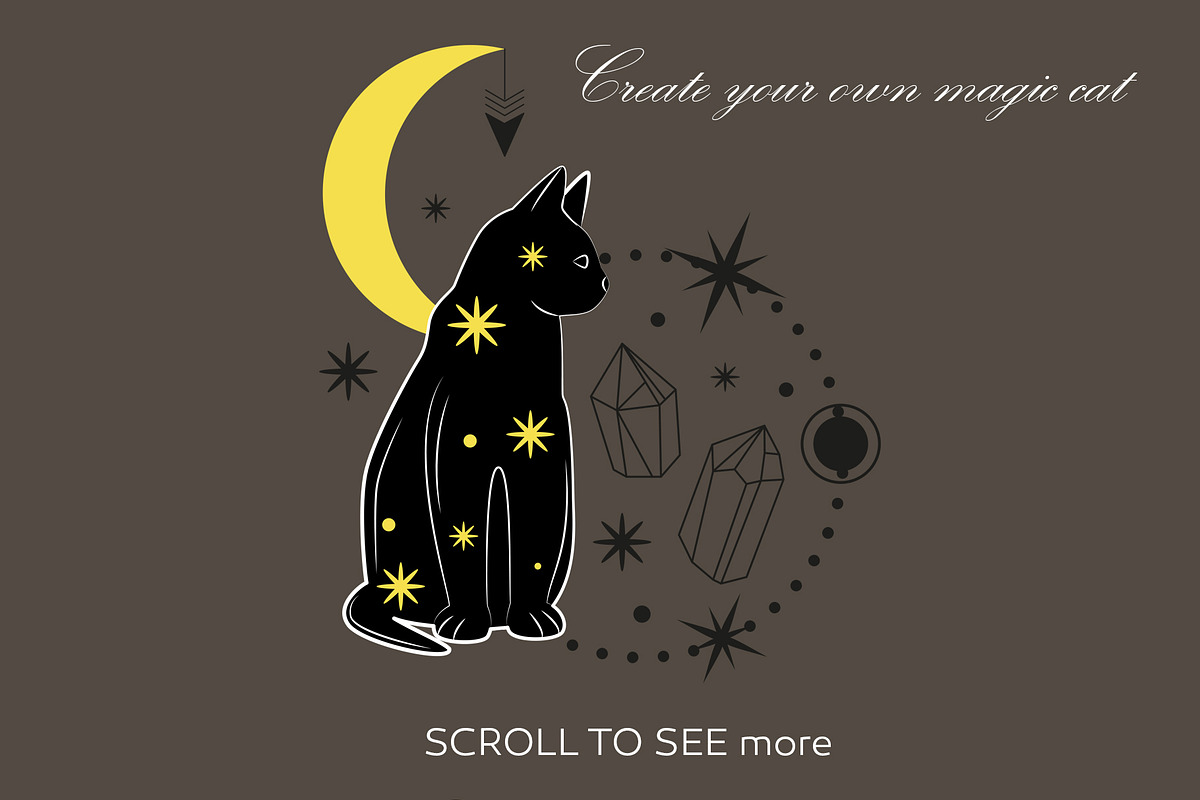 Mystical Cats. Lunar & celestial set, an Object Graphic by Sofico (Photo 10 of 17)