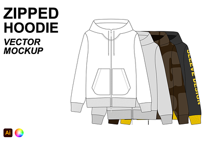 Zipped Hoodie Flat Vector Mockup