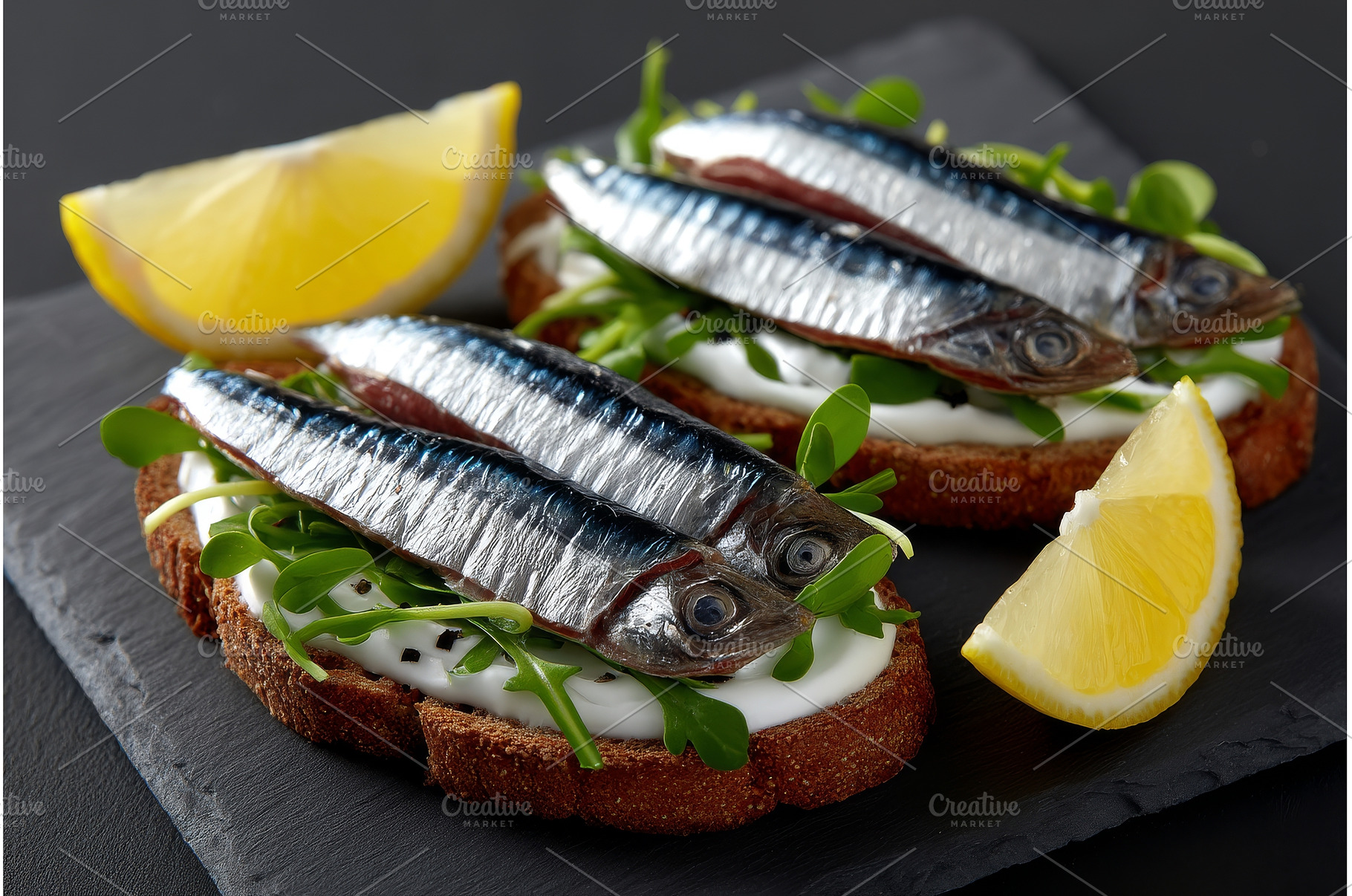 A sandwich consisting of smoked fish, a Food & Drink Photo by ZinetroN
