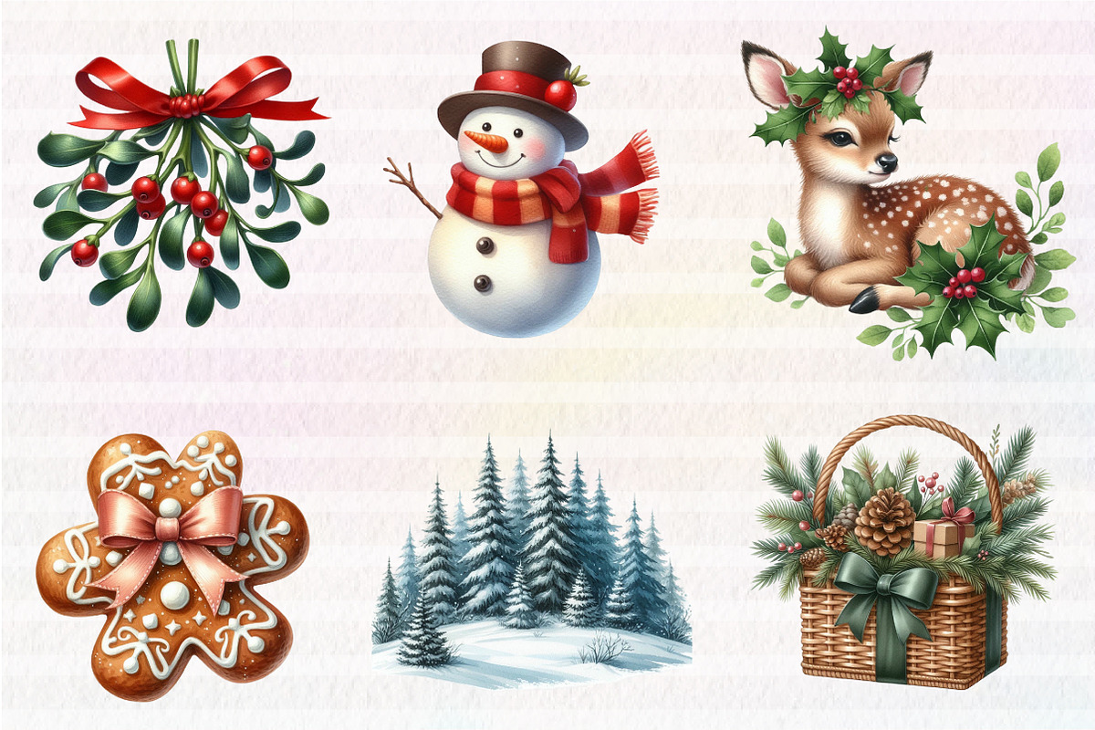 Woodland Christmas Clipart, an Illustration by CreationArt (Photo 2 of 7)