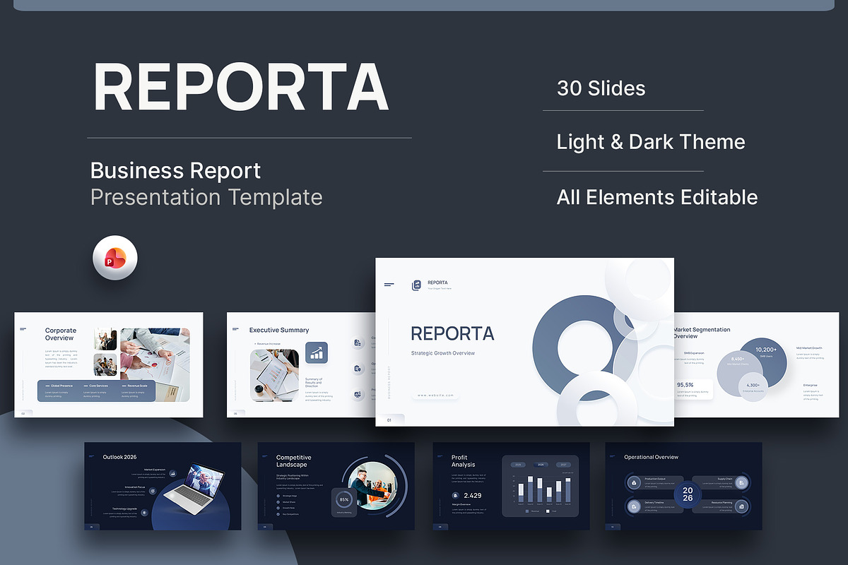Business Report PowerPoint Template, a Presentation Template by New Coral Design (Photo 1 of 6)