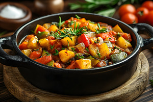 Vegetable stew with fresh herbs in b, a Food & Drink Photo by Photostock