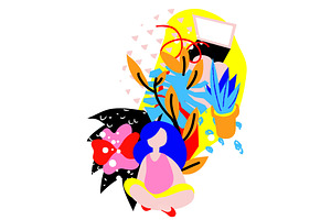 Abstract floral elements paper collage