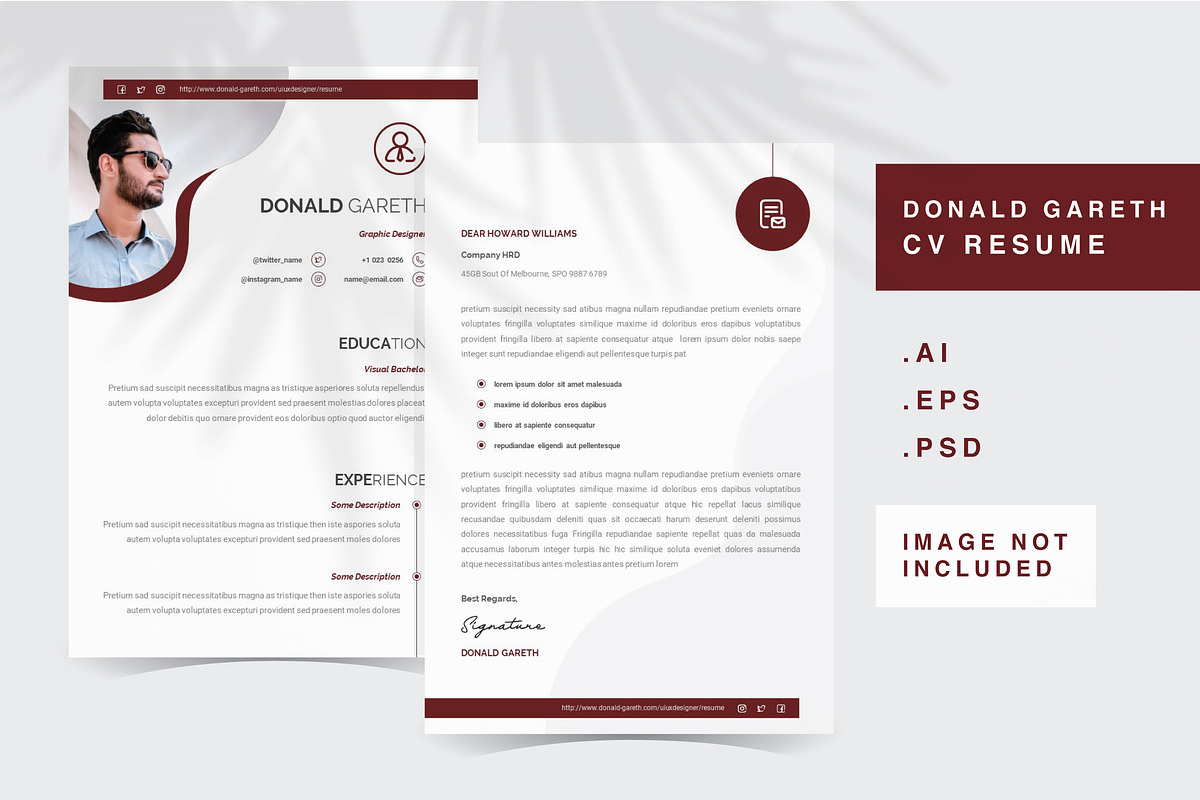 Donald Gareth - Resume Template, a Resume Template by QueenType