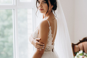 portrait of a bride in the morning before the wedding, a Person Photo by Weddings, People, Travel