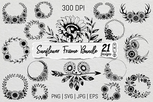 Sunflower Frame SVG PNG Bundle Vol.2, an Illustration by Actual Pixel