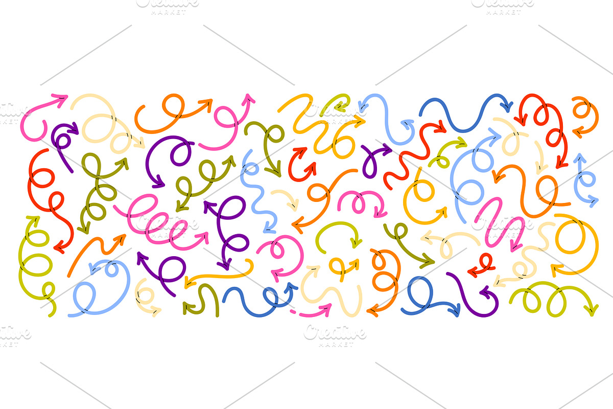 Colorful Curved Arrow Set Isolated, an Illustration by Flashvector