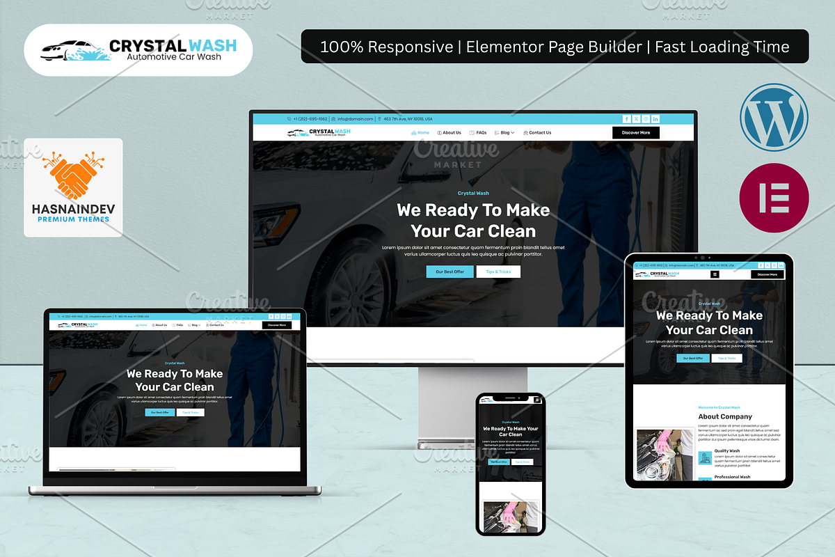 Car Wash & Auto Mechanic Template, a WordPress Template by HasnainDEV (Photo 1 of 5)