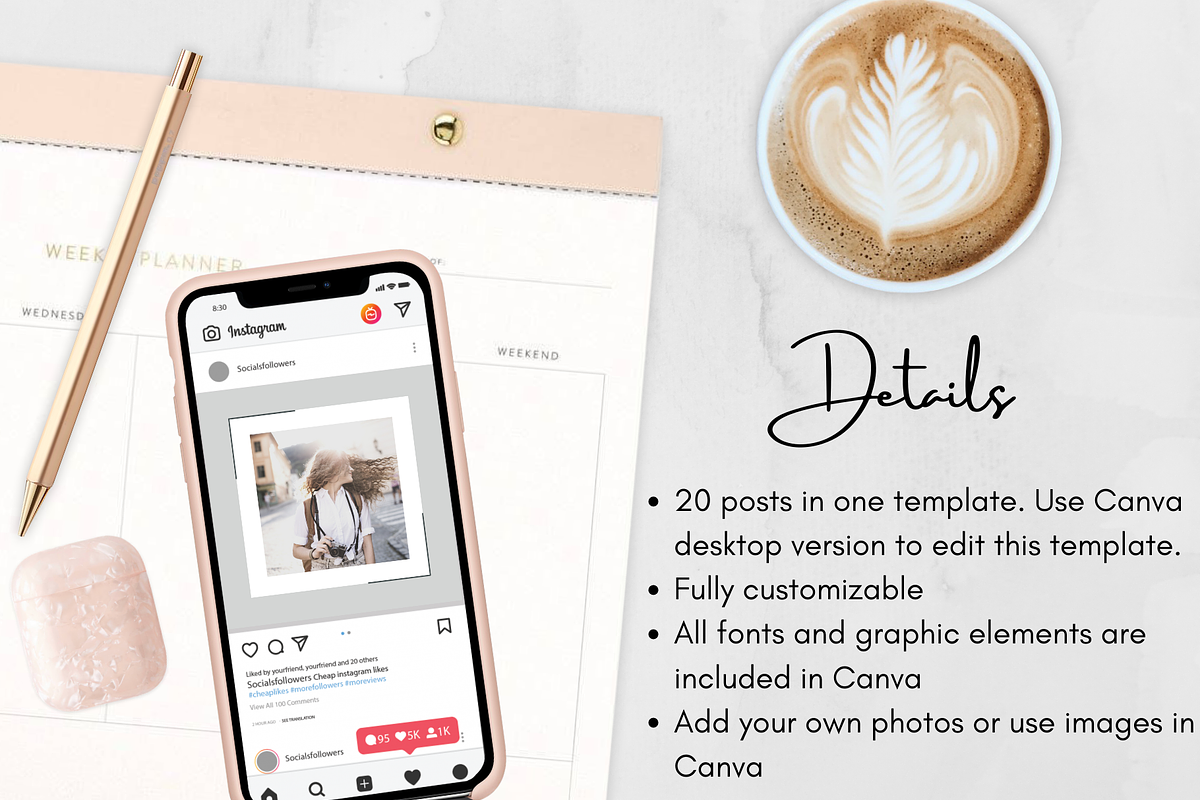 Instagram Post Template - CANVA, a Social Media Template by Tegefeldt Design (Photo 5 of 6)