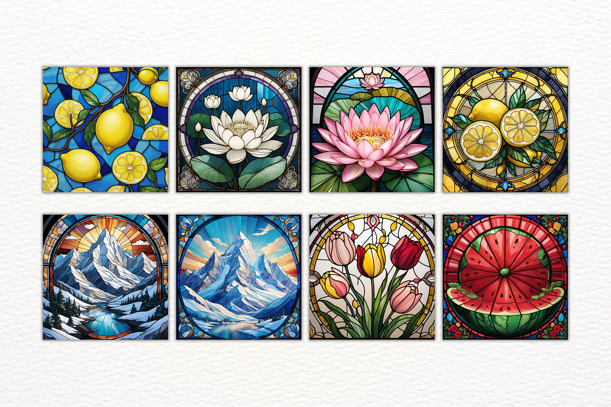 45 JPG STAINED GLASS CLIPART BUNDLE, a Wallpaper Graphic by Vachira Digital Studio (Photo 2 of 6)