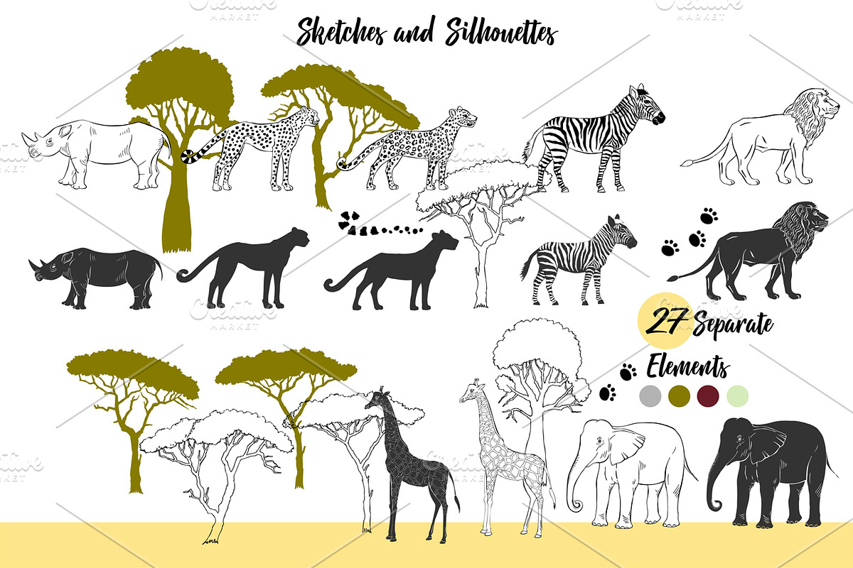 Savanna Animals clip art, an Animal Illustration by Nataliapiache (Photo 2 of 10)