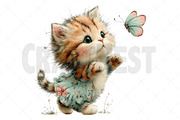 Whimsical Spring Cat Clipart PNG, an Illustration by Craft Nest (Thumbnail 11 of 12)