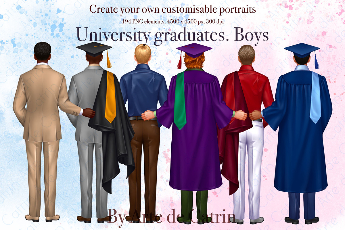 University Graduates Boys Clipart, a Graphic by ArtedeCatrin (Photo 1 of 11)
