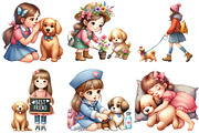 Little Girl and Dog Clipart, an Illustration by Pixels.Craft (Thumbnail 7 of 9)