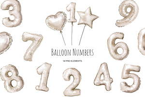 Watercolor Beige balloon numbers set, an Object Illustration by Art and Funny