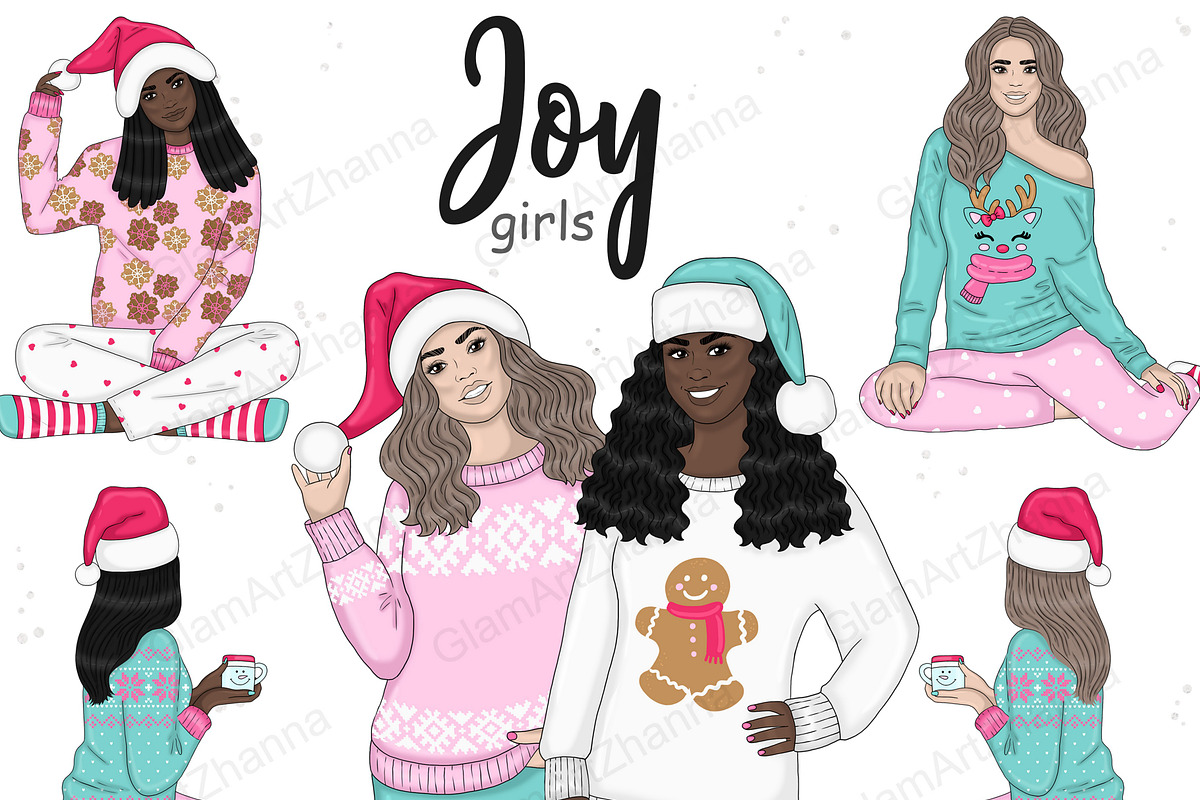 Joy Girls Clipart, a Person Illustration by GlamArtZhanna (Photo 1 of 6)