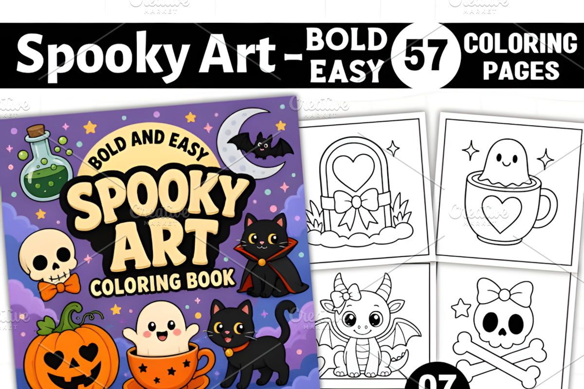 Spooky Art Bold and Easy Coloring, a Seasonal Illustration by Coco Bloom (Photo 1 of 3)