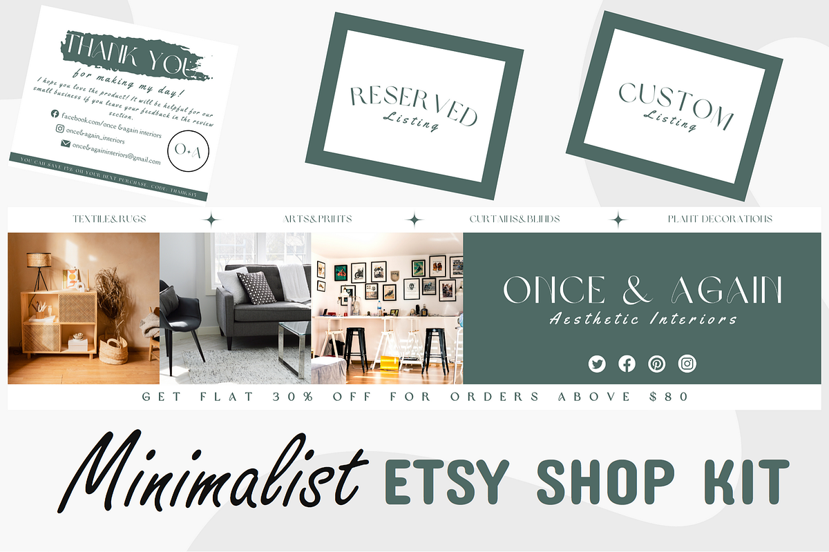 Minimalist Etsy Shop Kit, a Stationery Template by Local Marketing Templates (Photo 2 of 3)
