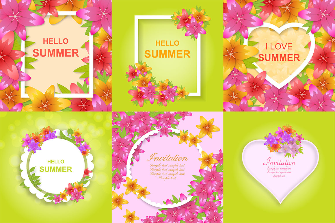 Set of floral greeting backgrounds, a Pattern Graphic by pattern shop