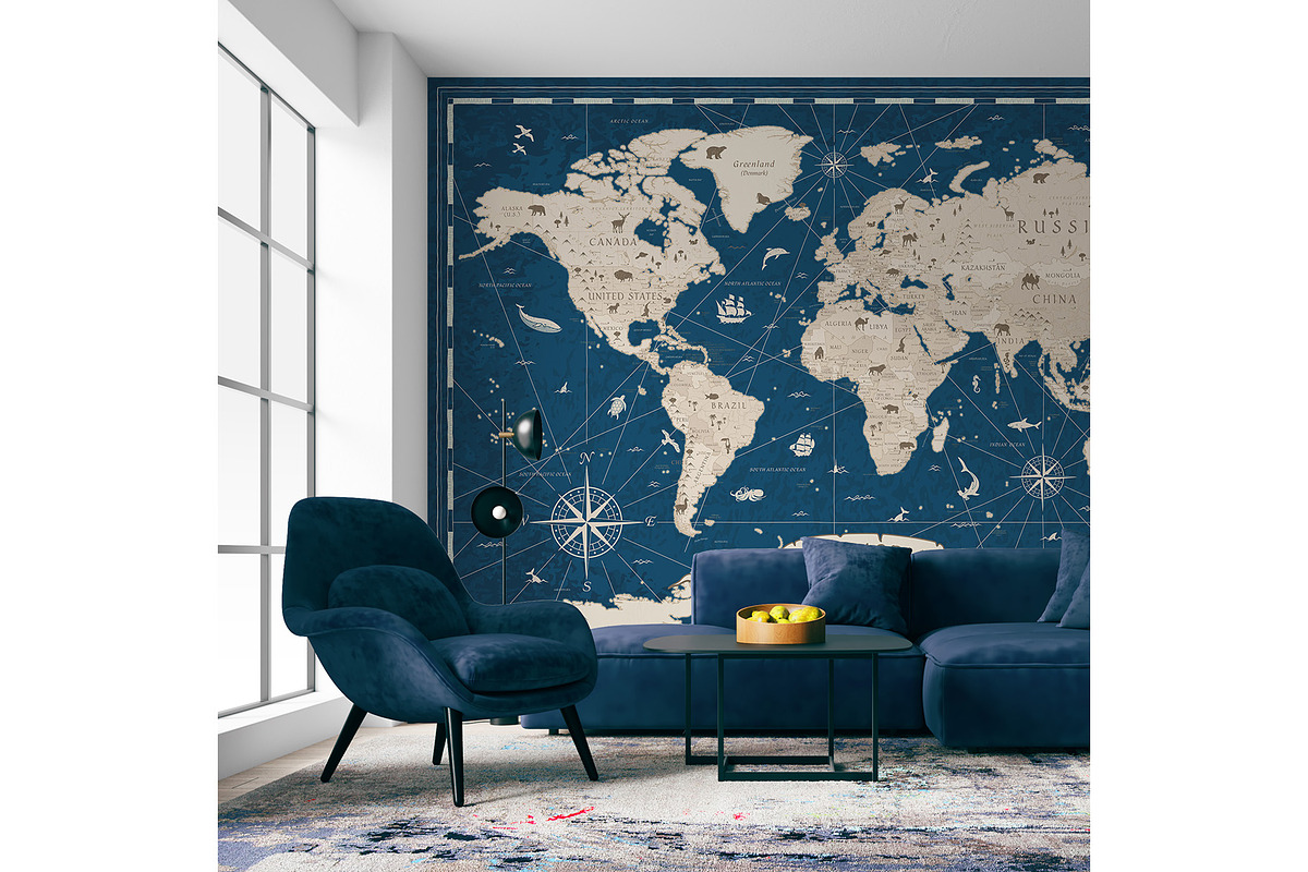 Kids World Map Vintage Vector, a Graphic by PorcuPen Works (Photo 2 of 7)
