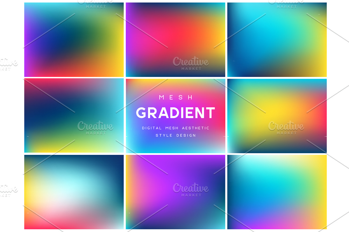 Collection of vibrant neon mesh, an Illustration by Liudmyla Matviiets