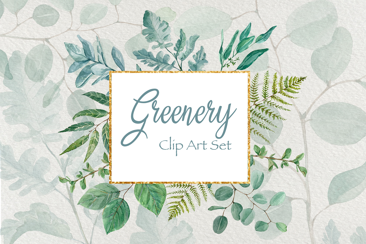 Greenery - Watercolor Clip Art Set, a Decorative Illustration by Tati Bordiu (Photo 1 of 5)