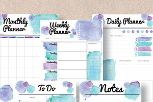 Watercolor 5 Planner Pack - A4 & A5