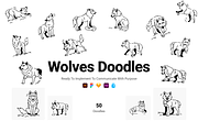 Doodle Wolves Icons, a Solid Icon by Prosymbols (Thumbnail 1 of 6)