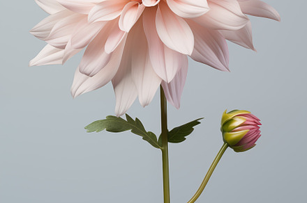 A large, minimalistic soft pink dahlia flower with layered petals stands tall a, an Arts & Entertainment Photo by Textures & Backgrounds