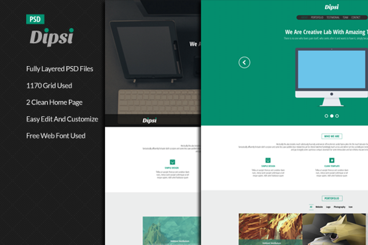 Dipsi Creative PSD template, a Websites & App Template by Dqa (Photo 1 of 5)
