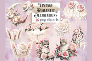 Vintage Romantic Decorations Clipart, a Decorative Illustration by EdeniaArtStudio (Thumbnail 1 of 5)