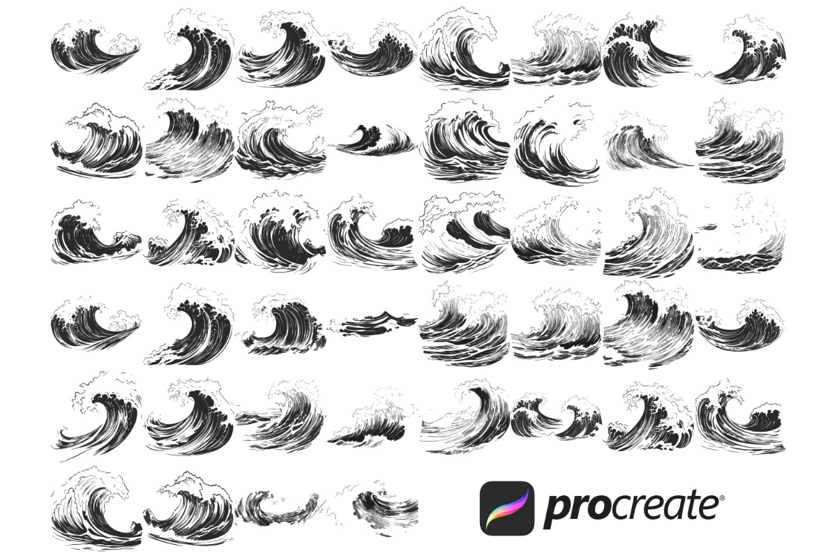 Ocean Sea Waves Set 1 Procreate, a Brush Add-On by Disasterology Ink (Photo 5 of 10)