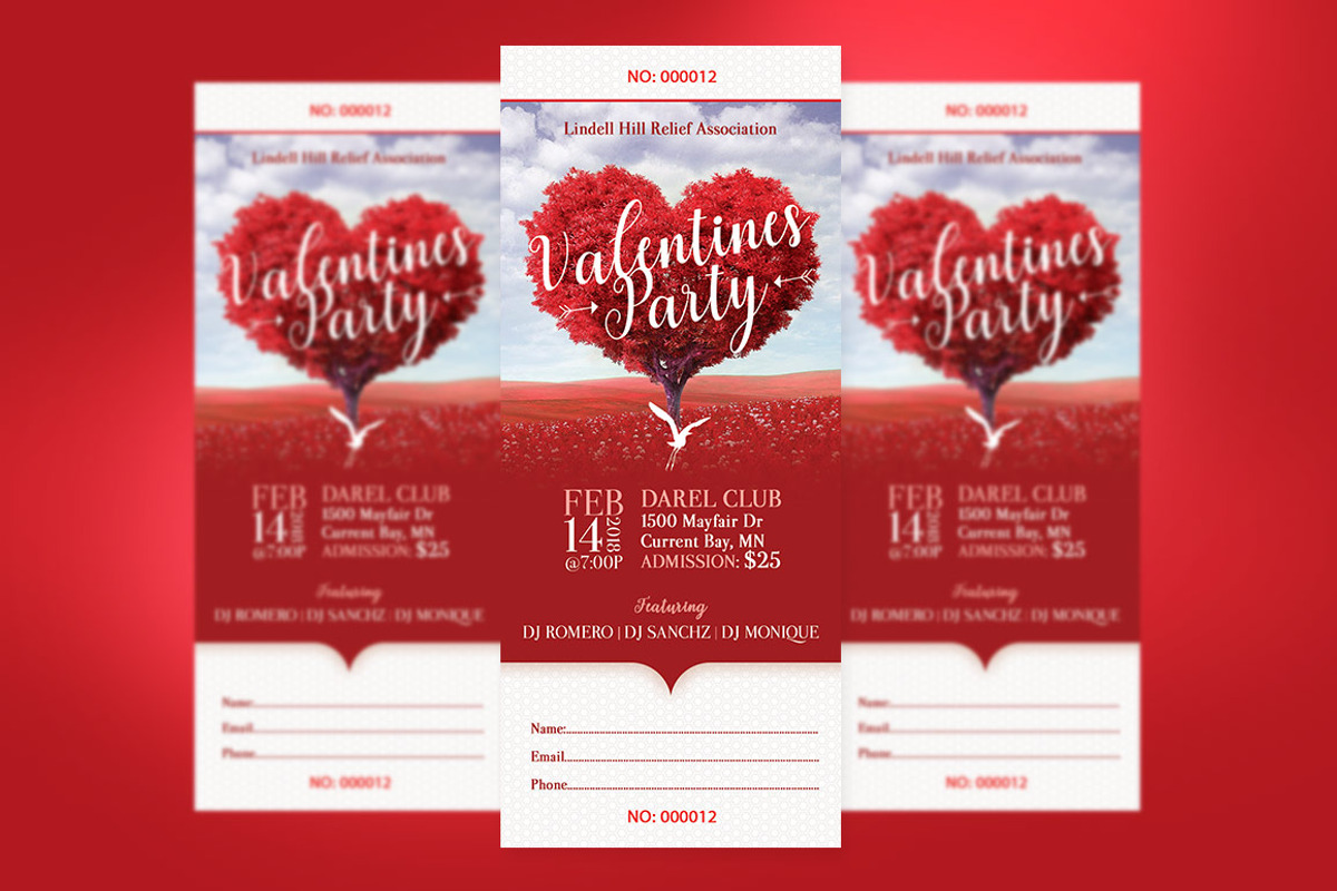 Tree Heart Valentines Party Ticket, a Card Template by Godserv Designs (Photo 2 of 9)