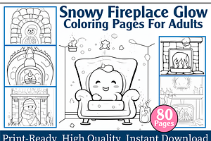 Snowy Fireplace Glow Coloring Pages