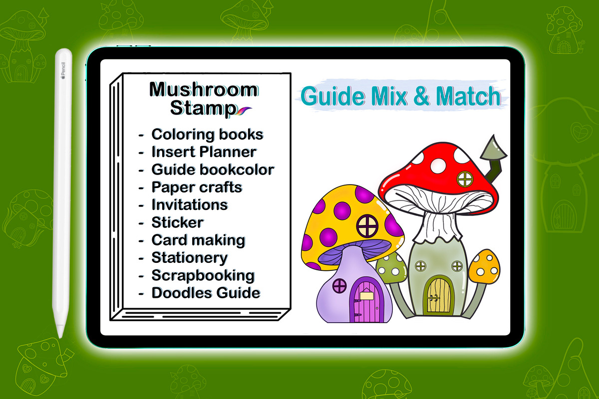 Mushroom House Modern Fairy Brushes Stamp Procreate Stickers