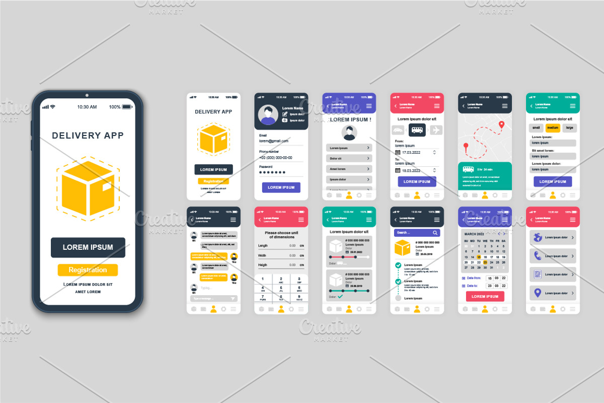 Mobile App UI Kit Template, a Templates & Theme by alexdndz (Photo 8 of 21)