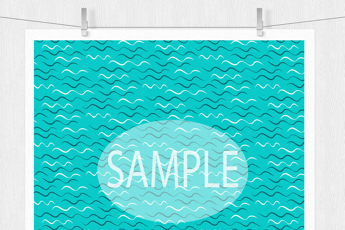 Ocean Blue Waves Digital Paper, a Pattern Graphic by Leska's Digitals (Photo 2 of 6)