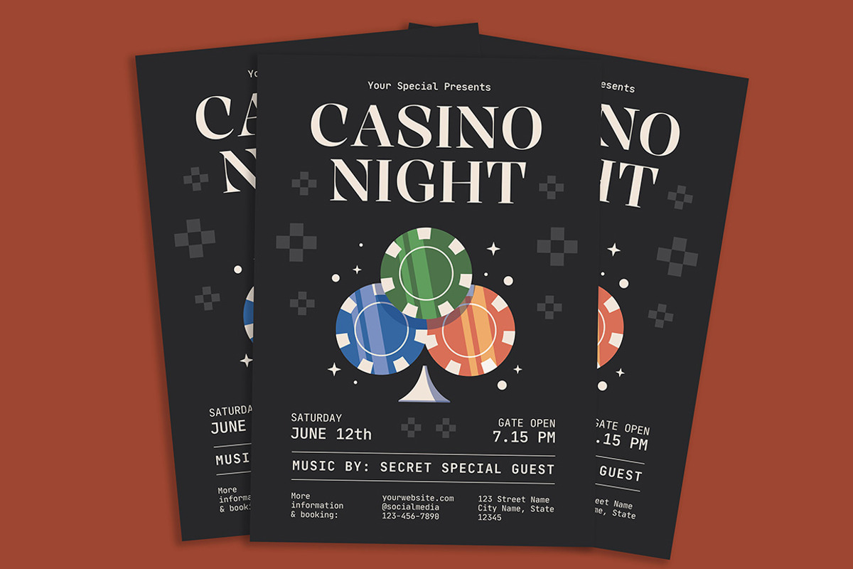Casino Night Flyer, a Flyer Template by Gumico Studio. (Photo 2 of 3)