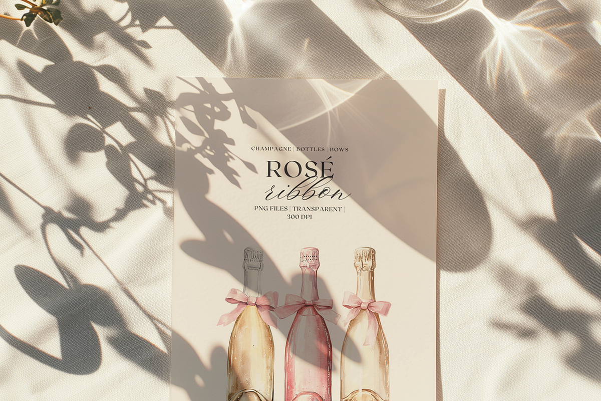 Romantic Pink Champagne & Bows, a Decorative Illustration by ThaismotaCreativeCo (Photo 2 of 6)
