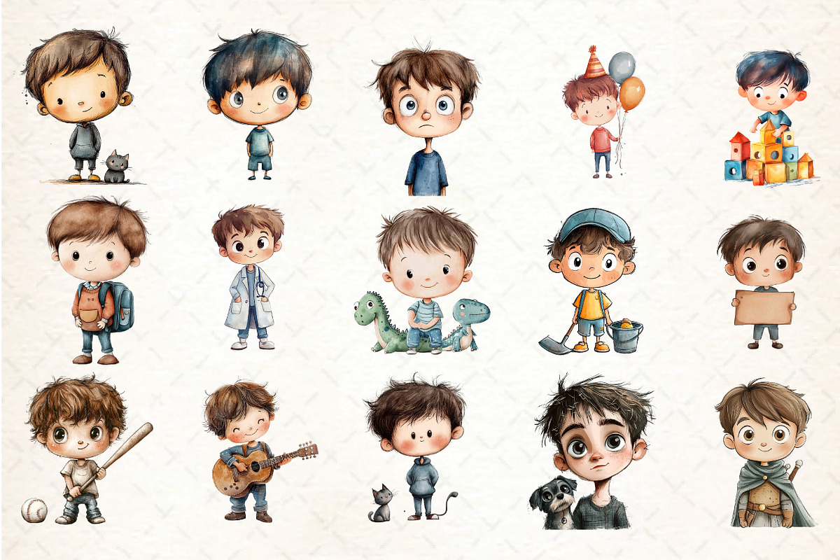 Just Boys Clipart Bundle, an Illustration by DreamCafeArt (Photo 3 of 8)