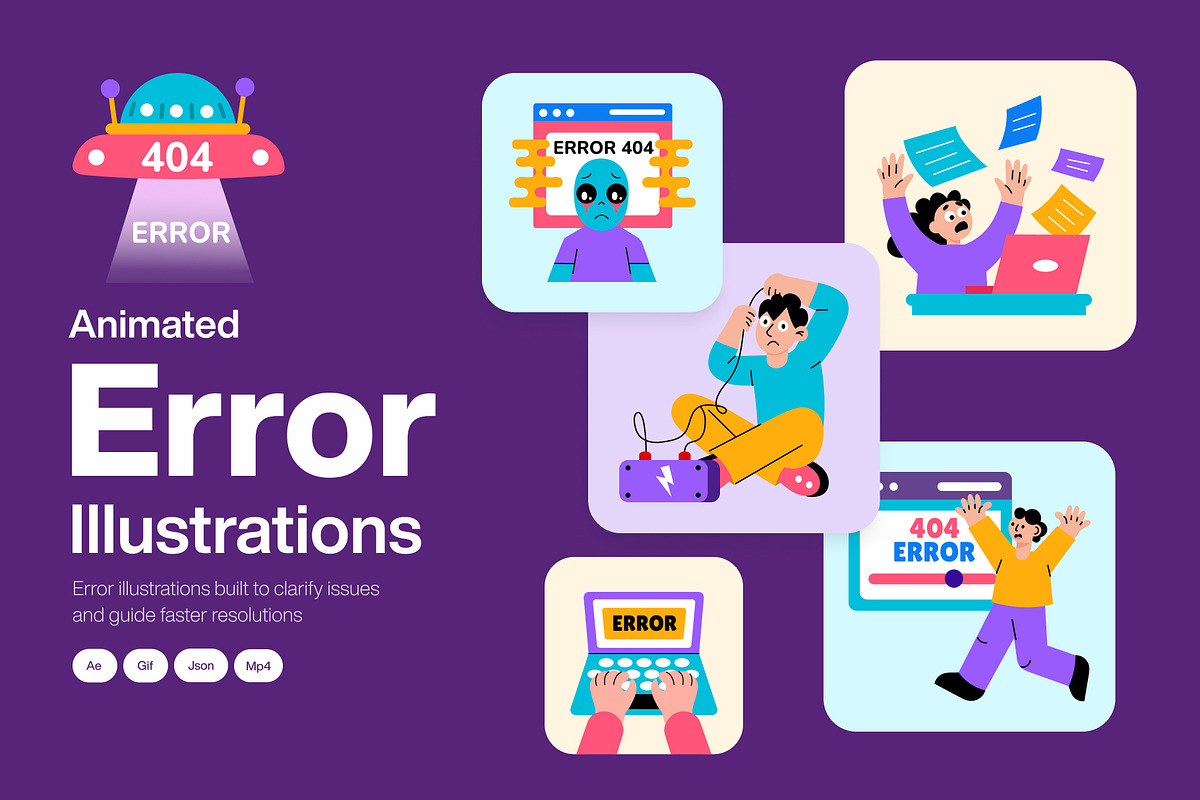 Animated Error Illustrations Art Set, a Technology Illustration by Brickclay (Photo 1 of 5)