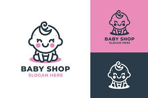Smiling Baby For Baby Shop Logo, a Branding & Logo Template by funpixel