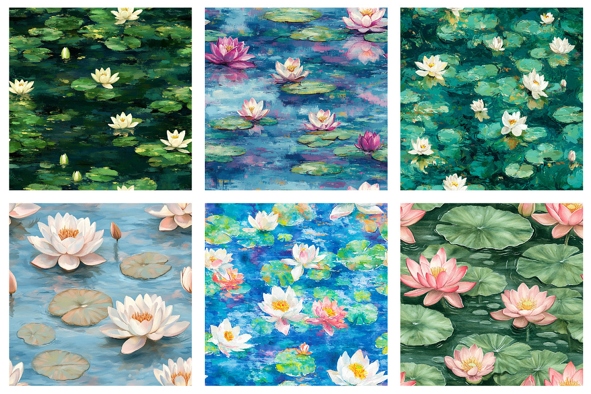 Waterlilies Monet Digital Paper, a Background Graphic by designcity5 (Photo 4 of 5)