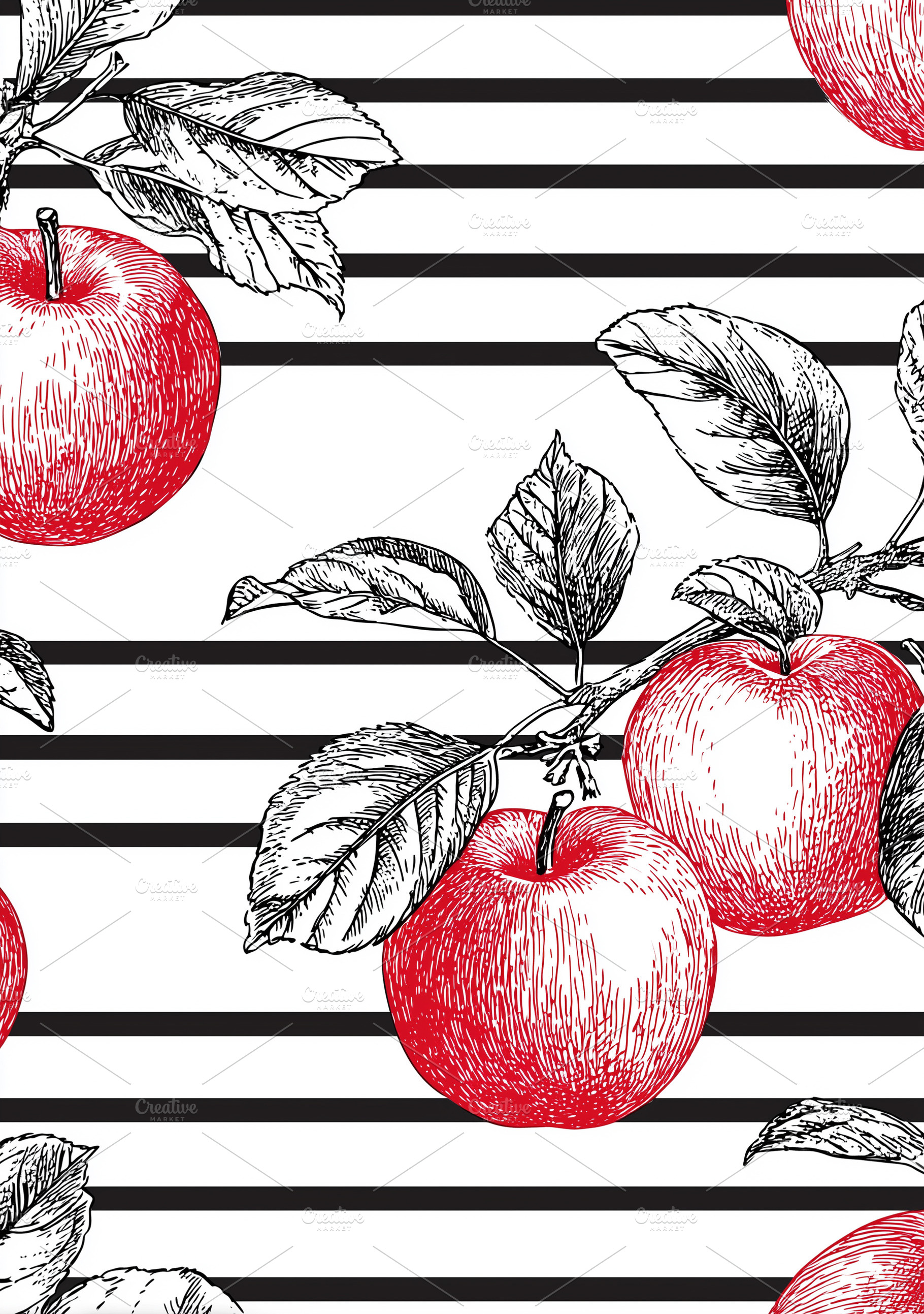 Elegant pattern with red apples, a Food & Drink Photo by MistyDay