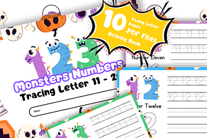 Ebook - Monsters Tracing Numbers, a Stationery Template by Glücklich Studio