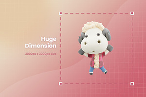 3D Cute Sheep Illustration