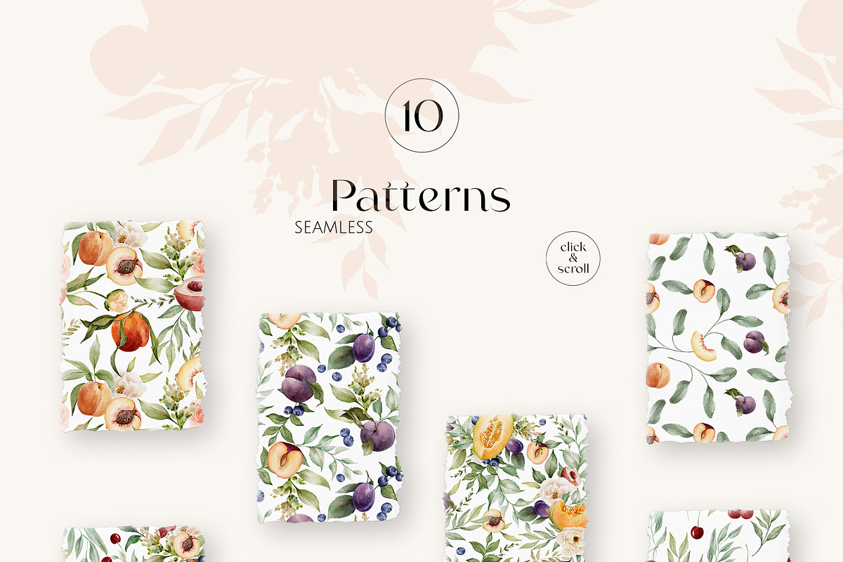 FRUITY SUMMER watercolor floral set, a Seasonal Illustration by Yuliia Lashevska (Photo 10 of 13)